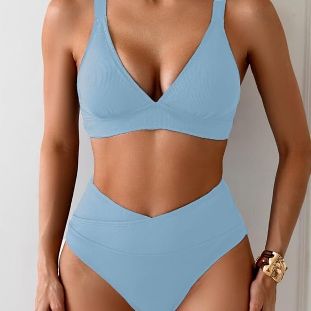 Sexy Ribbed Bikini Set 2 Piece